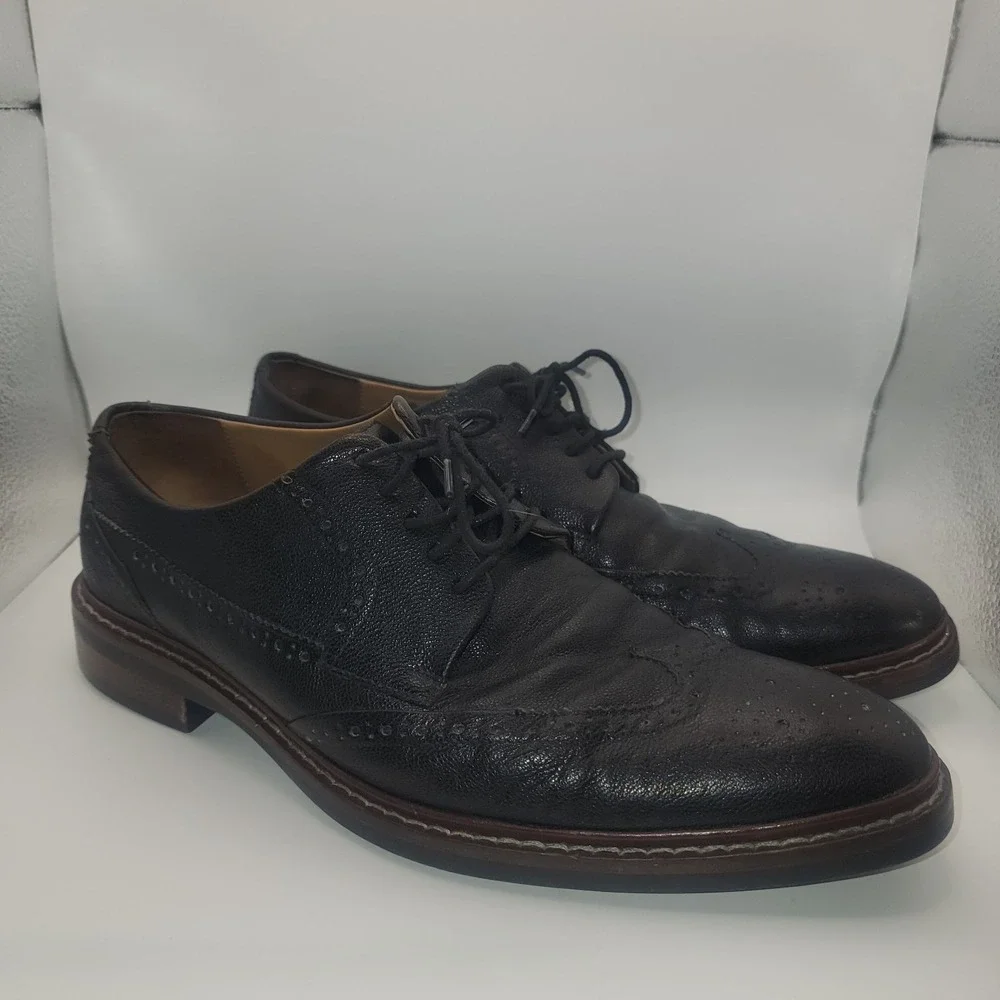 Cole Haan Warren Men's 9.5 M Black Dress‎ Shoes Oxford Wingtip Leather C24112